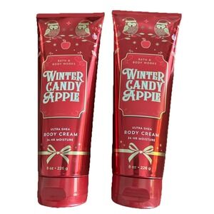 2 Bath & Body Works *RETIRED* WINTER CANDY APPLE Body Cream Lotion 8oz